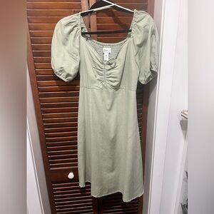 Puff Sleeve Linen Dress